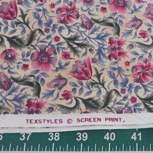 6+ Yards Pink & Blue Floral Fabric